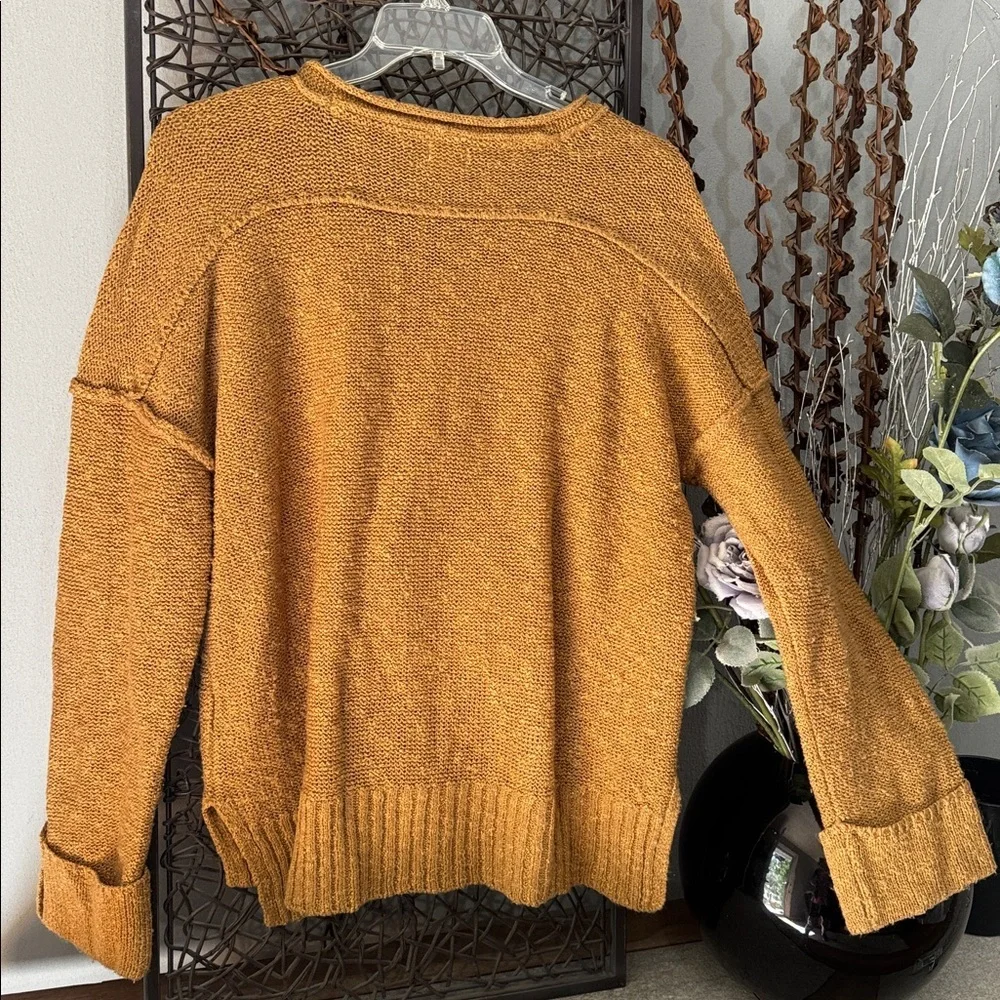 BKE Textured Knit Henley Sweater -Warm Camel- Size large